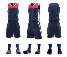 [2021新款篮球服]848#双口袋，空白板球衣队服定制、美国队球衣